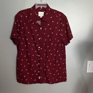 American Eagle Outfitters Maroon Flamingo Print Shirt